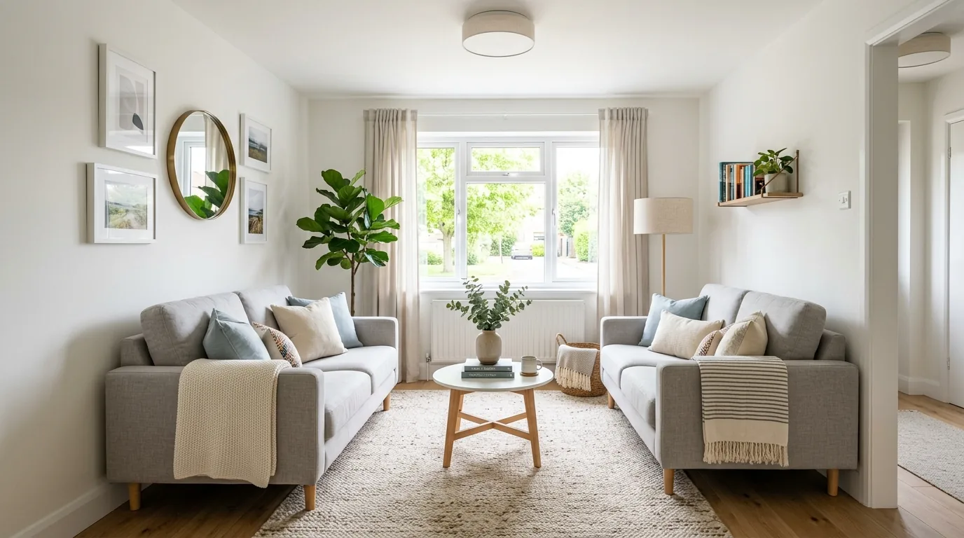 Use a sectional plus loveseat for flexibility